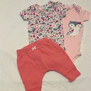 Newborn Carter's Floral and Owl Print Baby Set